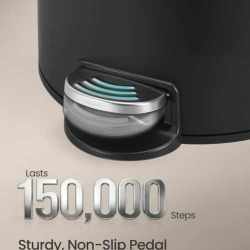 SONGMICS Cos de gunoi cu pedala, capac soft-close, galeata detasabila, otel, 30L, saci menajeri inclusi, negru