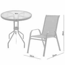 Set mobilier gradina Sersimo Torino, 2 scaune, 1 masa, gri inchis