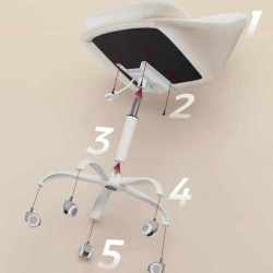 SONGMICS Scaun de birou ergonomic, inaltime reglabila, 60x60x(80-90) cm, bej