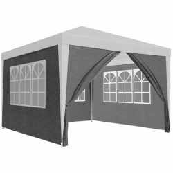 Set 4 pereti laterali pentru pavilion gradina, impermeabili, 3x2 m, cu ferestre si intrare cu fermoar, gri