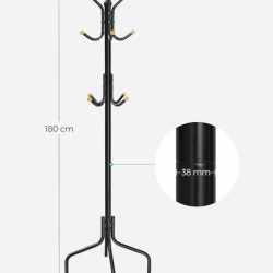 SONGMICS Cuier metalic cu 12 agatatori, suport haine tip pom, 55x55x180 cm, negru