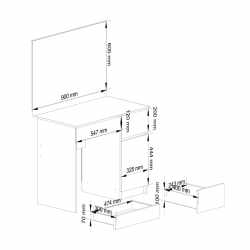 Masa de toaleta si machiaj cu oglinda mare, 2 sertare si dulap, PAL laminat 16 mm, 90x50x142 cm, alba
