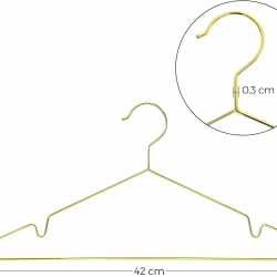 SONGMICS Set de 20 de umerase metalice cu finisaj cromat, design slim antiderapant, 42 cm, auriu
