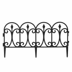 Set 4 panouri de gard decorativ gradina, PVC, set 4 x 60x33 cm, negru