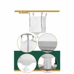 Sac gradina big bag cu evacuare in partea de jos, pentru frunze si deseuri vegetale, 1300 L, 1000 kg, 90x90x160 cm, alb