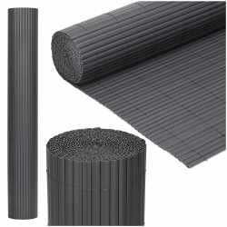 Panou de gard pentru intimitate in gradina, lamele PVC ce imita bambusul, protectie UV, 500x100 cm, gri