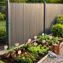 Panou de gard pentru intimitate in gradina, lamele PVC ce imita bambusul, protectie UV, 400x100 cm, gri