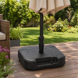 Baza pentru umbrela gradina 19 L, umplere cu apa, PVC, 44x44x13 cm, negru