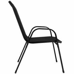 Set 2 scaune gradina, cadru metalic, textilene, maxim 120 kg, 92x53x72 cm, negru