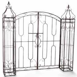Poarta pentru gradina metalica decorativa, suport plante cataratoare, 170x26x163 cm, stil vintage maro antichizat