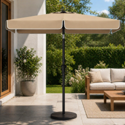 SONGMICS Umbrela de gradina cu manivela, UPF 50+, inclinare 30°, structura metalica, 300x200 cm, maro taupe