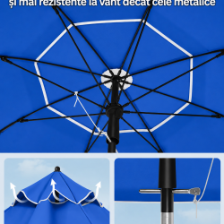 SONGMICS Umbrela terasa gradina sau plaja, cu inclinare, husa, diametru 160cm, albastru