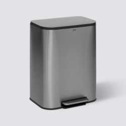 Cos de gunoi cu pedala 5Five din otel inoxidabil mat, 50L, galeata interioara detasabila, 45x35x61 cm, argintiu