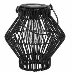 Lampion solar metalic 19 cm, iluminare ambientala LED, design decorativ pentru gradina, terasa sau balcon, negru