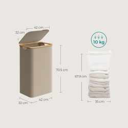 SONGMICS Cos de rufe textil, pliabil, compartiment detasabil, 90L, 42x32x71 cm, maro