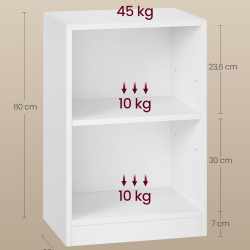 VASAGLE Noptiera cu compartimente deschise si raft reglabil, stil minimalist, MDF si PAL, 40x30x60 cm, alb