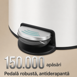 SONGMICS Cos de gunoi cu pedala, capac soft-close, galeata detasabila, otel, 30L, saci menajeri inclusi, alb