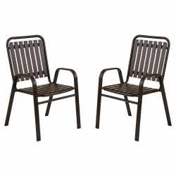Set 2 scaune de gradina cu brate, PP si cadru metalic, 56x63x89 cm, maro