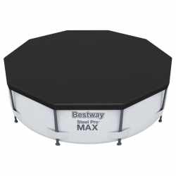 Prelata Bestway 58249 pentru piscina cu diametrul 488 cm, cu orificii de drenaj si snur de fixare, negru