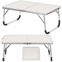 Masa pliabila camping sau picnic joasa cu maner transport, blat MDF si cadru aluminiu, 62x40x25 cm, gri