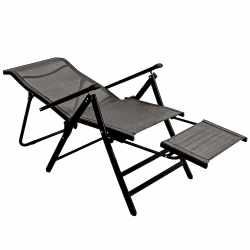 Scaun si sezlong pliabil 2 in 1 pentru gradina, cu suport pentru picioare, reglabil in 5 pozitii, 53x70x107 cm, gri