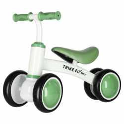 Bicicleta fara pedale pentru copii 4 roti, otel carbon, roti EVA, maxim 30 kg, 54x24x39 cm, verde si alb