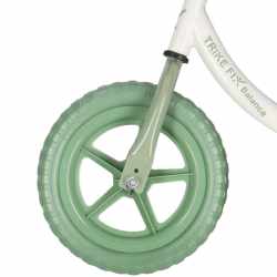 Bicicleta fara pedale pentru copii, cadru din otel, roti EVA, ghidon si sezut reglabile, maxim 30 kg, 80x38x58 cm, verde si alb