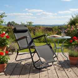 Sezlong pliabil SERSIMO, Relax Zero Gravity, 80x60x153cm, Negru