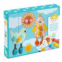 Set creativ de colorat cu pompoane si buline, Djeco
