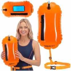 Geanta de inot cu spatiu depozitare uscat 2 in 1, geamandura gonflabila de siguranta, fereastra transparenta pentru utilizare telefon, 20 L, 42x22x15