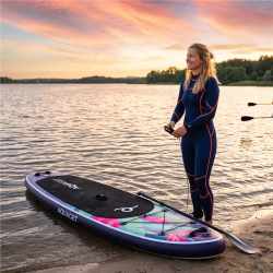 Set placa gonflabila Stand Up PaddleBoard 320x81x15 cm, cu pompa, scaun kayak, kit de reparatii, geanta de transport, vasla 2 in 1, maxim 150 kg, mov