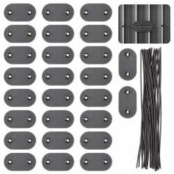 Set accesorii montaj prindere panou de gard din PVC, 26 cleme si 26 agrafe de fixare, gri inchis