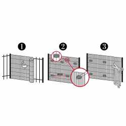 Set accesorii montaj prindere panou de gard din PVC, 26 cleme si 26 agrafe de fixare, maro
