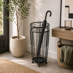 Suport pentru umbrele din metal, 25x25x49 cm, negru