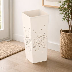 Suport umbrele metalic patrat, 20x20x48 cm, alb