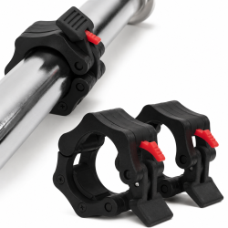 Set 2 cleme pentru bara olimpica 50 mm, sistem de inchidere cu clips, insertii interioare din cauciuc, negru