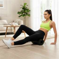 Rola pentru masaj si stretching din spuma EPP, duritate medie 50 Shore A, 30x15 cm, negru