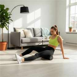 Rola pentru masaj si stretching din spuma EVA, moale 25 Shore A, 45x15 cm, negru