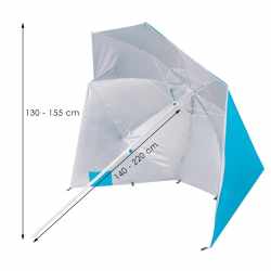 Umbrela tip cort de plaja XXL, cu 2 pereti laterali, protectie UV, inaltime reglabila 140-220 cm, albastru