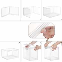 SONGMICS Organizatoare pantofi, transparente cu usa frontala, stivuibile, PVC, 3 cutii x 36x28x22 cm, transparent