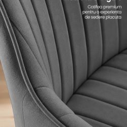 SONGMICS Scaun de birou rotativ din catifea, reglabil pe inaltime, 64x62x84-94 cm, maxim 120 kg, gri