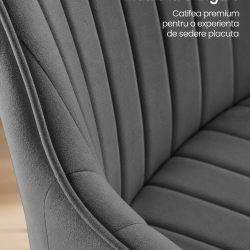 SONGMICS Scaun de birou rotativ din catifea, reglabil pe inaltime, 64x62x84-94 cm, maxim 120 kg, gri