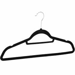 Set de 20 de umerase din velur cu carlig rotativ 360°, 45x23 cm, negru