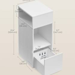 SONGMICS Noptiera ingusta cu sertar si 2 compartimente, 30x25x59 cm, alba
