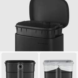 SONGMICS Cos de gunoi metalic cu pedala, capac cu inchidere lenta, galeata interioara, 30 litri, 35x26x64 cm, negru