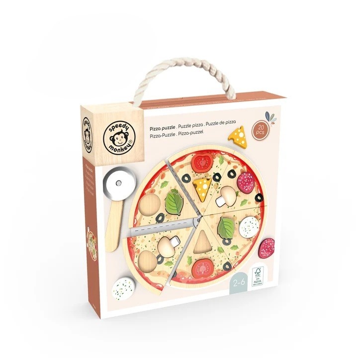 Puzzle din lemn in forma de pizza