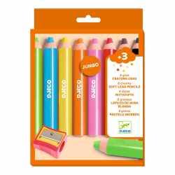 Set 8 creioane colorate cu ascutitoare, Djeco