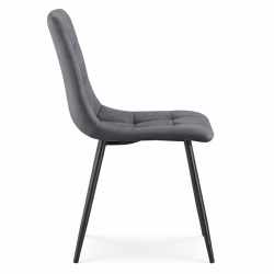 Set 4 scaune dining tapitate Nero din catifea, sezut matlasat, picioare metalice, 46x44x87 cm, maxim 130 kg, grafit inchis