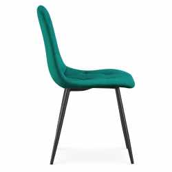 Set 4 scaune tapitate din catifea Milo, sezut matlasat, picioare metalice, 46x44x87 cm, maxim 130 kg, verde