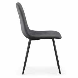 Set 4 scaune dining tapitate din catifea, capitonate Livo, 46x44x87 cm, maxim 130 kg, gri inchis